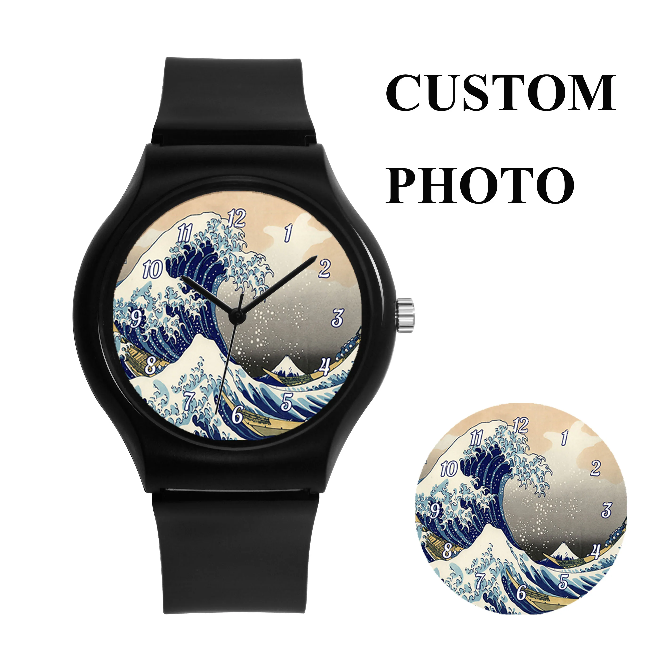 Print Watch Face Custom Photo Watch Men Wristwatch Plastic Case Strap 40mm