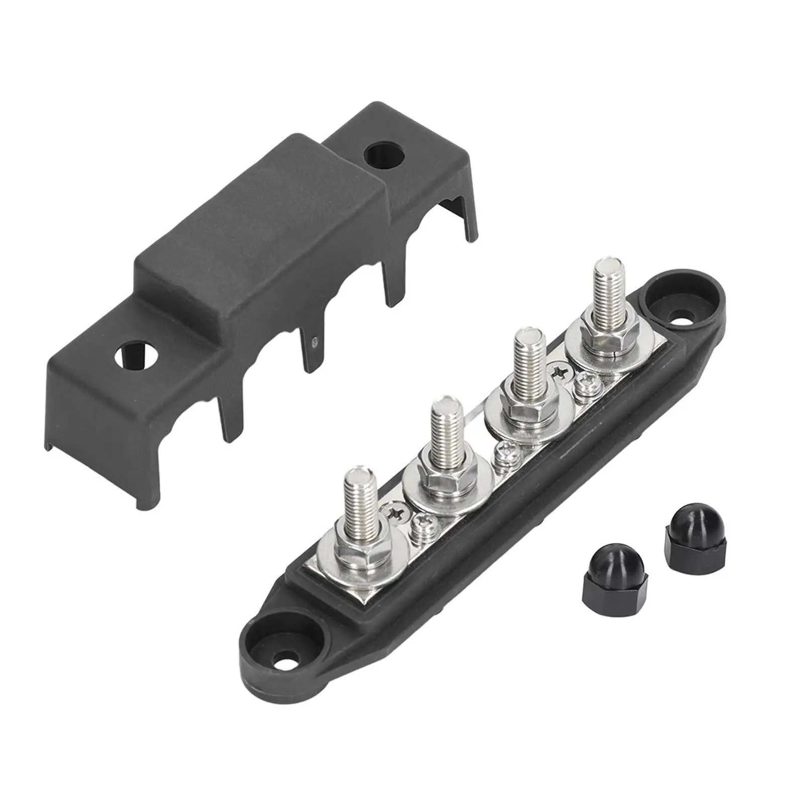 4  Power Distribution Block Bus Bar with Cover, M8 Terminals, 250A Rated for marine , Automotive & RV Applications