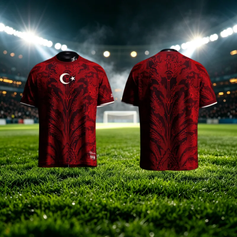 New Vintage Turkey AY-YILDIZLAR Floral Themed Soccer Jersey Summer Breathable Quick Dry Fans T-Shirt Men Women Family Kids Tees