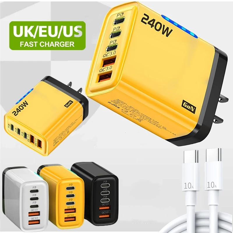 

5 портов, всего 240 Вт, быстрая зарядка 3.0, зарядное устройство, ЕС/США, настенное зарядное устройство для мобильного телефона с быстрой зарядкой, Pd, зарядное устройство для мобильного телефона