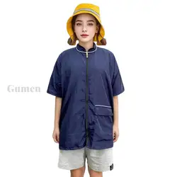 M/L/XL/2XL/3XL Pet Groomer Work Clothes Breathable Lapel Non-stick Salon Hairdressers Wrap Antistatic Barber Shop Gown Uniform
