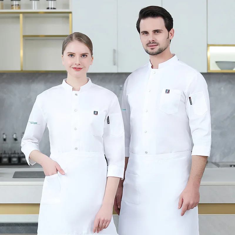 Summer Chef Overalls Men's Short Sleeve Restaurant Canteen Dining Rear Kitchen Work Clothes White Chef Uniform Summer Clothes