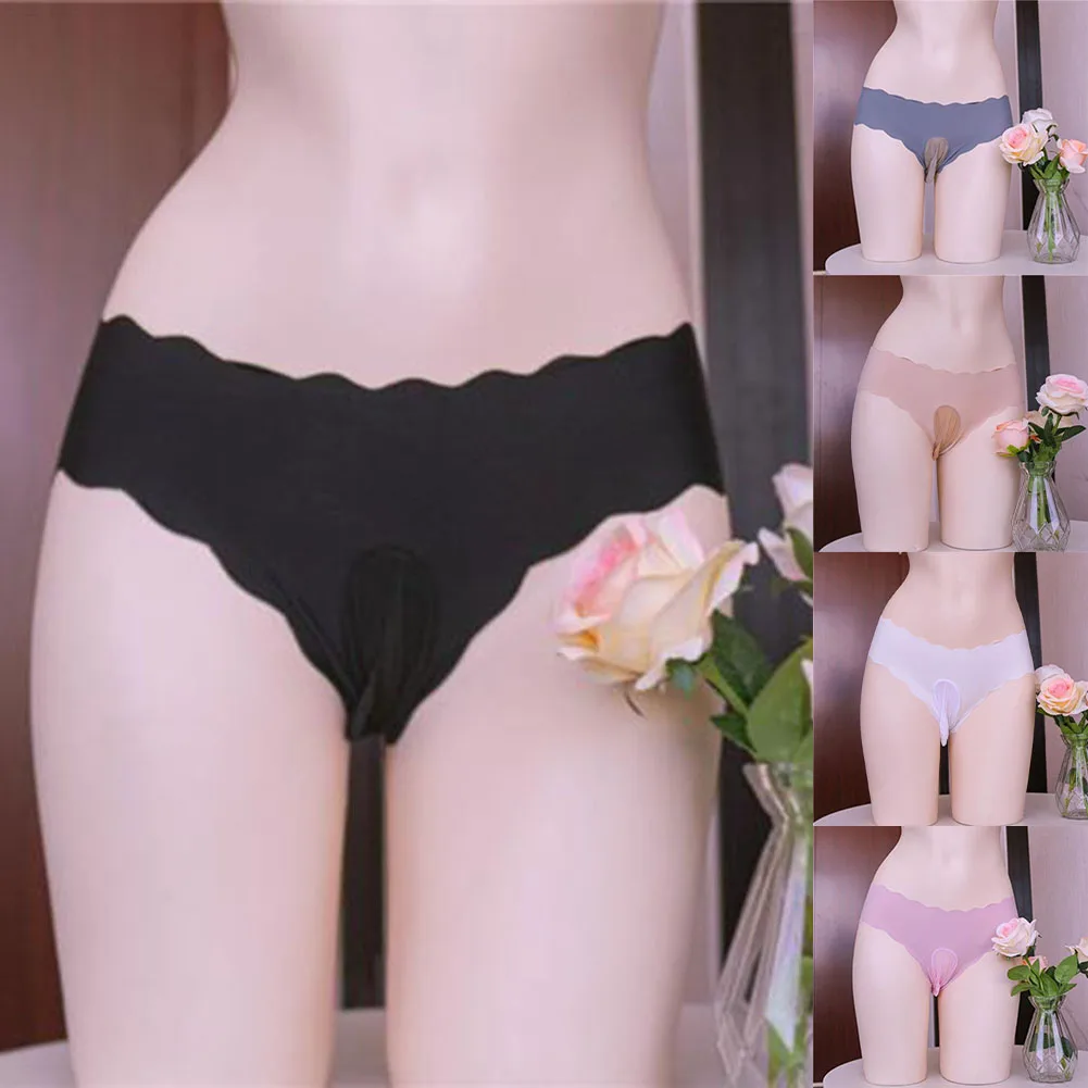 

Men Sissy Seamless Brief Underwear Comfy Ball Pouch Sexy Lingerie Wavy Edge Soft Breathable Underpants Seamless Unisex Panties