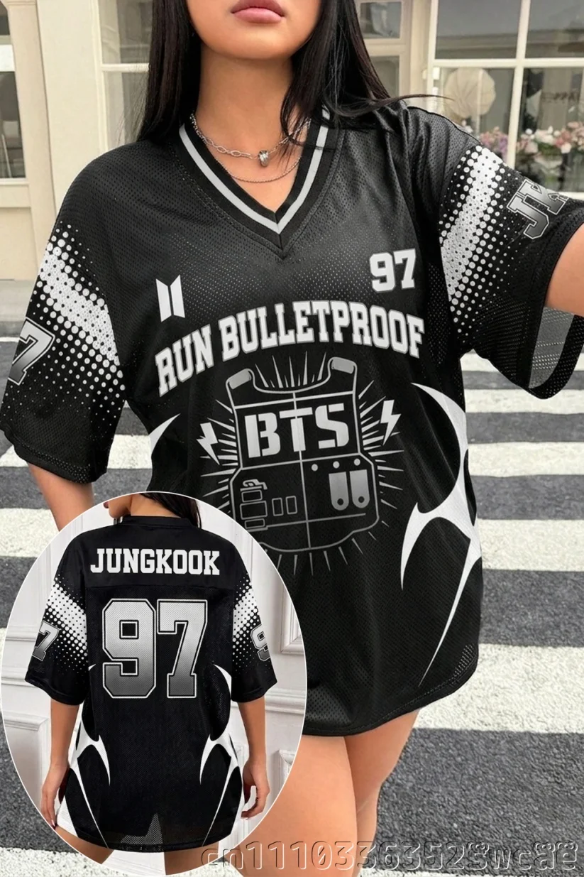 26Summer New Korean Wave K-pop BTS Male Band Idol Peripheral Printed Breathable Quick Drying T-shirt Fans Singer FamilyMatching