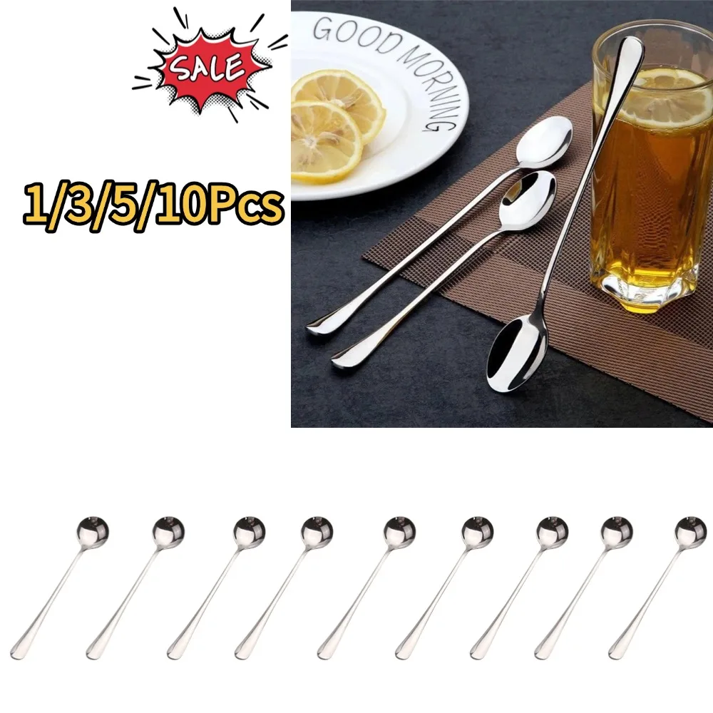 

Stainless Steel Long-Handled Ice Teaspoon, Coffee Spoon, Ice Cream Stirring Spoon, Dishwasher Safe, Kitchen Gadget Accessories
