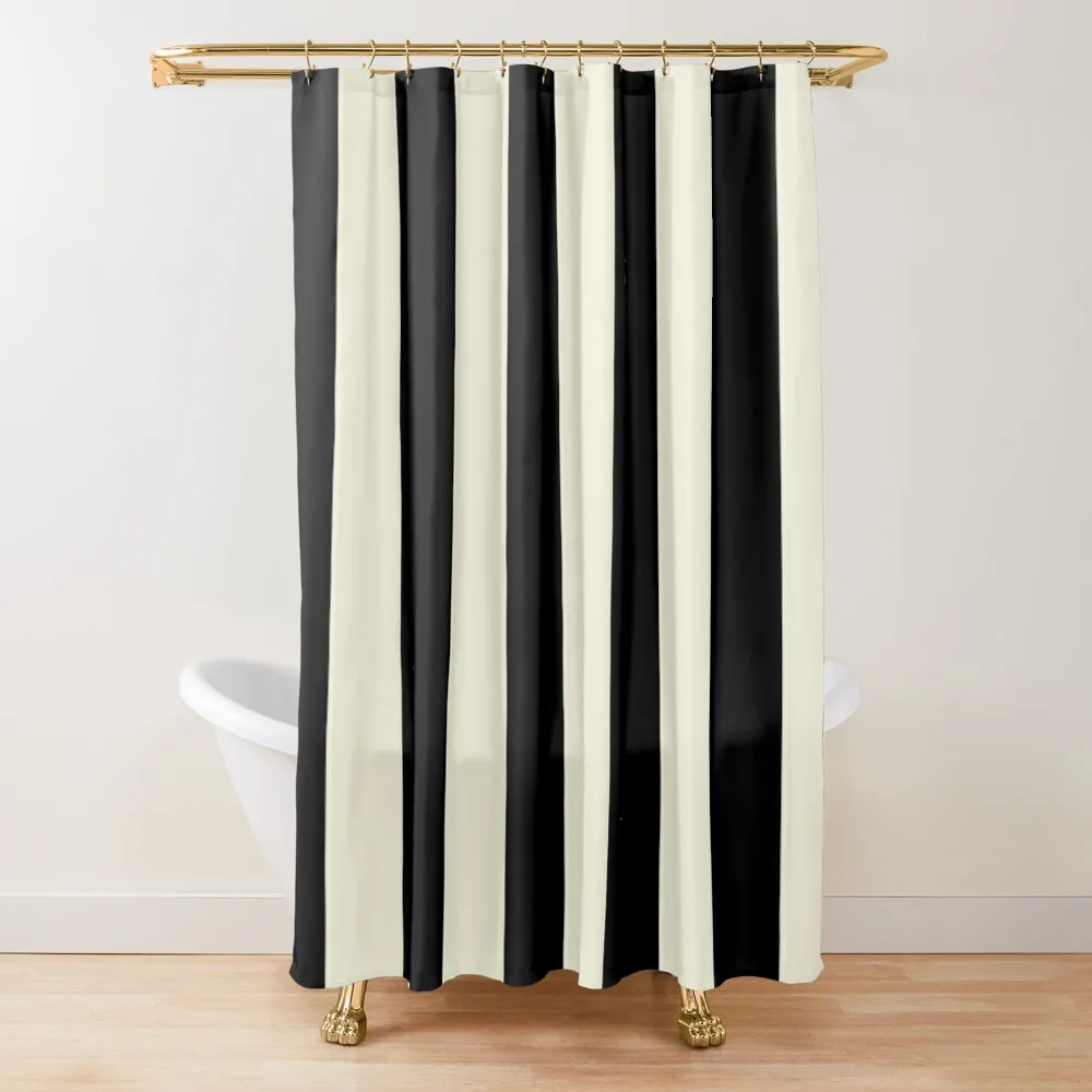 

Cream and Black Vertical Stripes Shower Curtain Bathroom And Shower Bathroom Box Bathroom Accessories Curtain