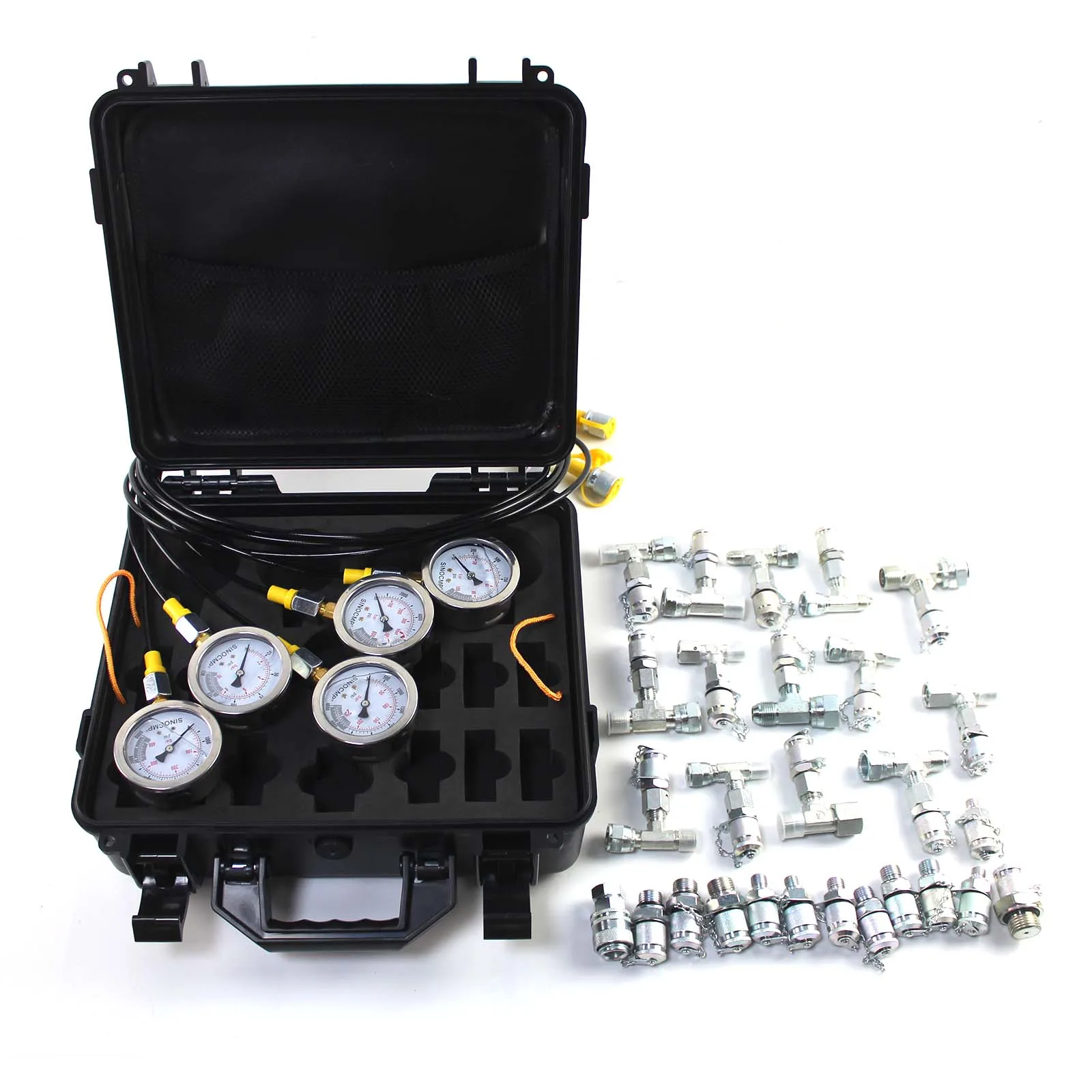 1set5 Gauges 13 Couplings 14 Tee Hydraulic Pressure Test Kit Connectors 1Mpa/10Mpa/25Mpa/40Mpa/60Mpa For CAT CASE John Deere