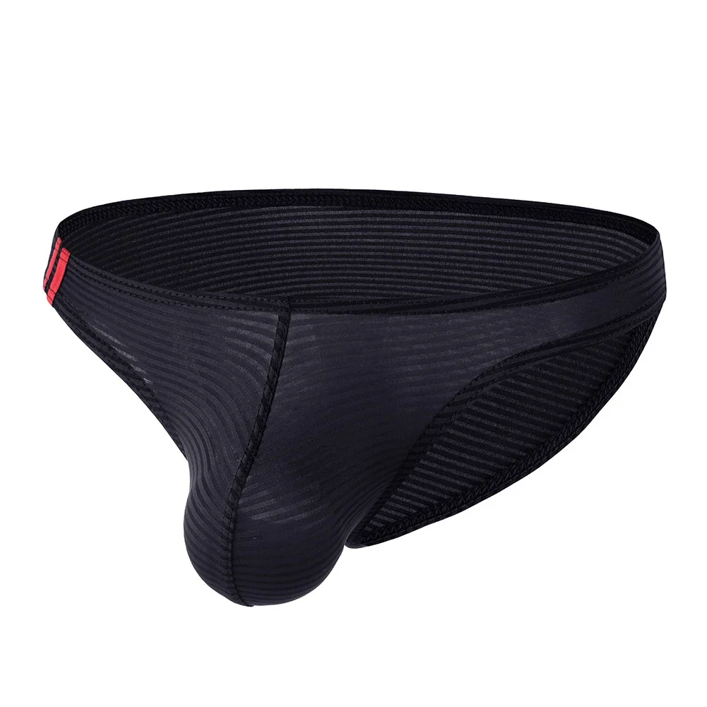 

Sexy Panties Mens Stripes Transparent Breathable Lingerie Low Rise Briefs Gay Sissy Bulge Pouch Underpants Seamless Underwear