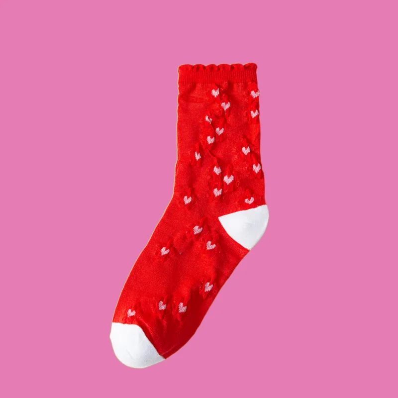 3/6 Pairs High Quality Women's Red Socks Mid-tube Socks Spring And Autumn Cotton Socks Bright Red Wedding Festive Socks