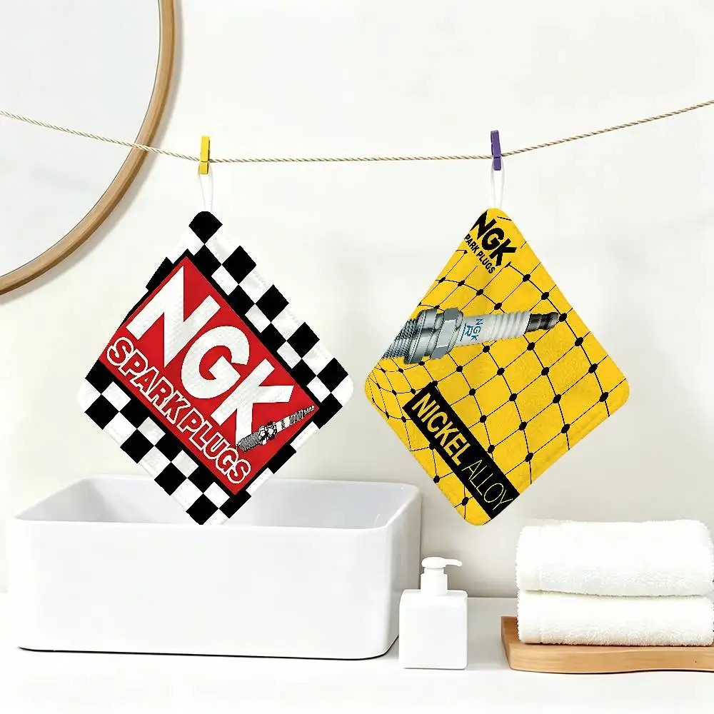 N-Ngk Spark Polyester Cotton Hand Wiping Towel, Hanging Towel, Quick Dry for Kitchen Bathroom Daily Supplies