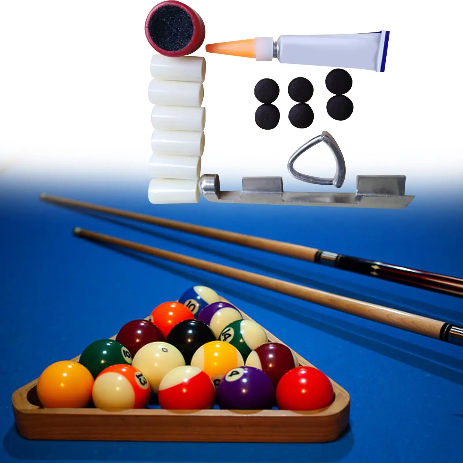 Repair Billiard Pool Kit Cue Clamp Accessories Cue Tips Maintenance Glue Cue Tip Scuffer Cue Top Sander Pool Cue Repair Tip Kit