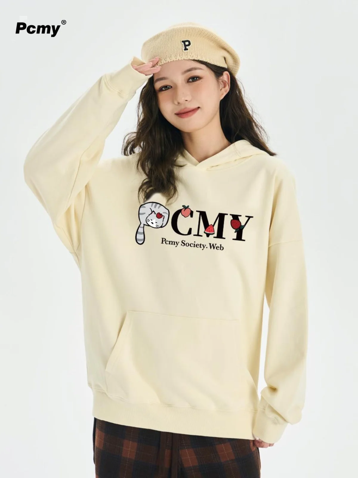 PCMY Sandwich Candy Cat Trend Hooded Sweatshirts 2024 Autumn and Winter New Fashion Couple Hoodies