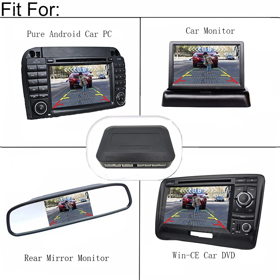 Video Parking Sensor Kit Car Reverse Backup Radar Assistance Auto Monitor Digital Display forMonitor Camera System