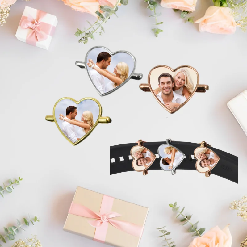 1PC Custom Picture Heart Shaped Watch Accessories - Personalised Photo Jewellery for Women, DIY Strap Decoration