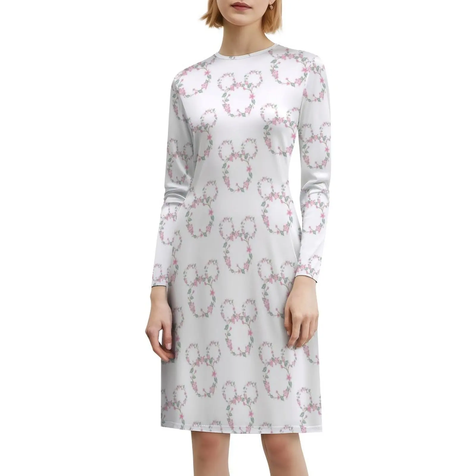 فستان على الطراز الكوري بآذان إكليل الأزهار للنساء فستان كاجوال أنيق للحفلات أو الارتداء اليومي ميكي ميني آذان ميكي ميني #6