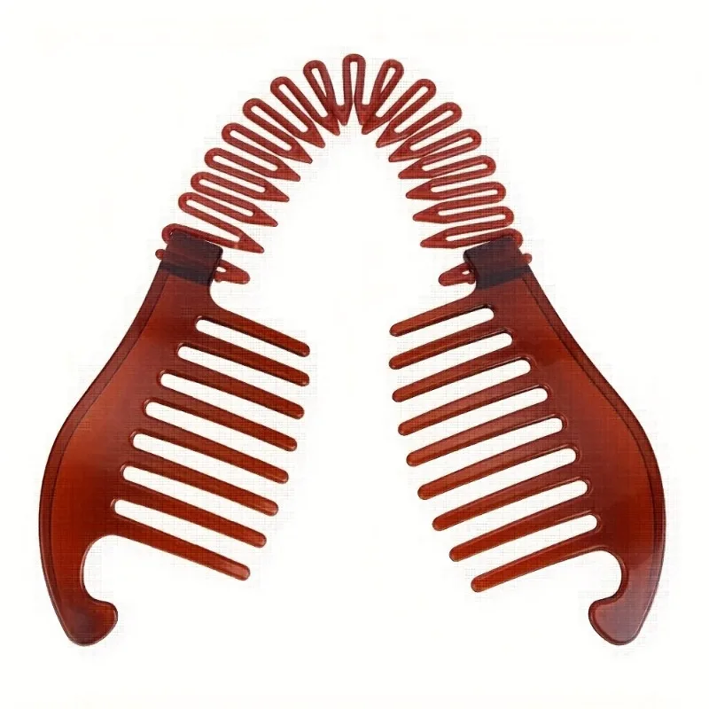 Plastic Hair Styling Clips - Flexible Banana & Horse Tail Clips for Women, Red & Black, Gentle Grip for Normal & Relaxed Hair
