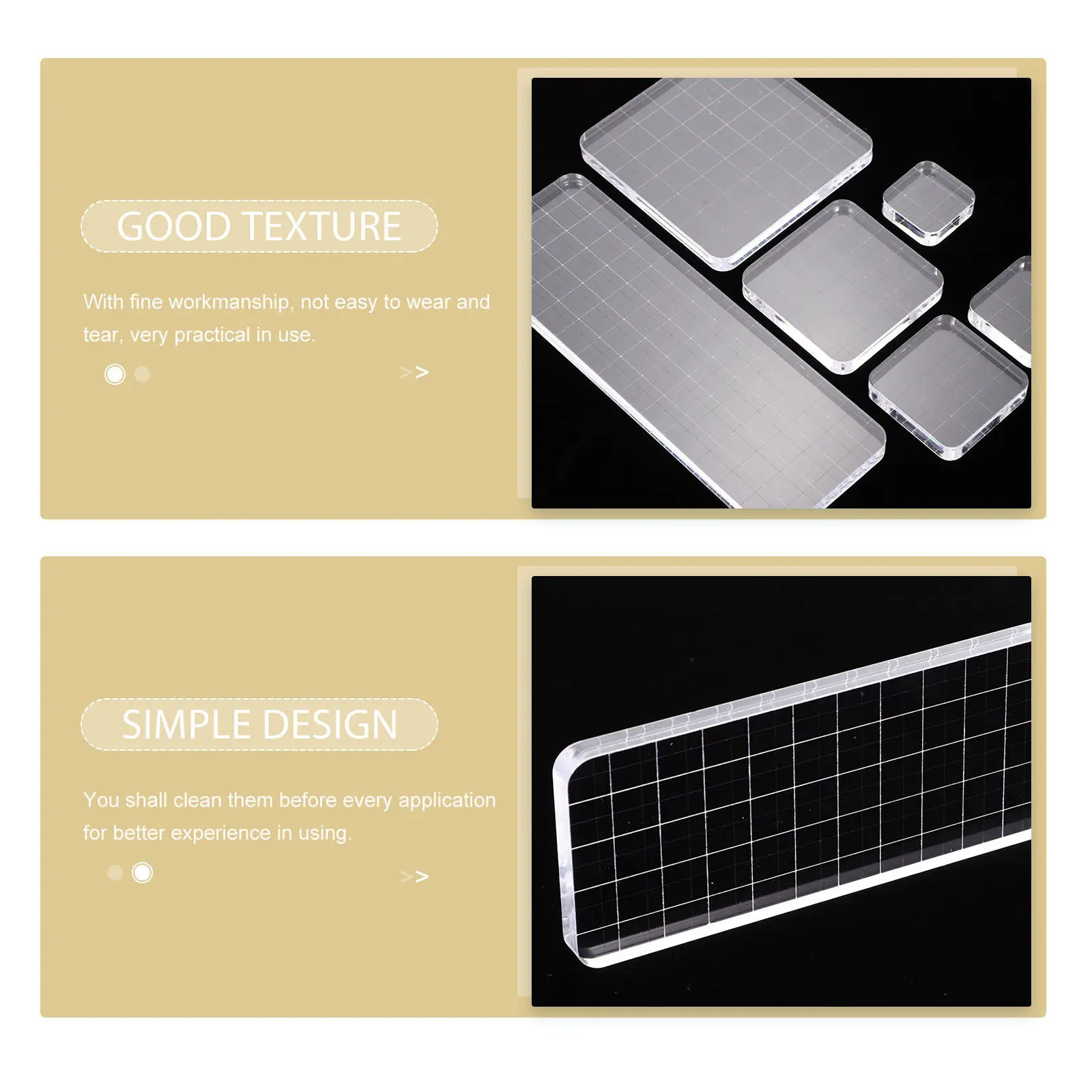5Pcs Acrylic Stamp Block Set Clear Stamping Board DIY Tool for Scrapbooking Notebook Invitation Seal Pattern Locating
