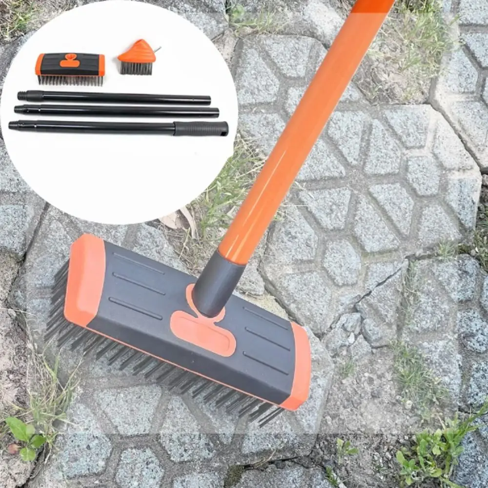 

Adjustable Handle Weed Remover Tool 3 In 1 Manual Crevice Weeding Brush 2 Brush Head Replaceable Brush Heads Wire Brush