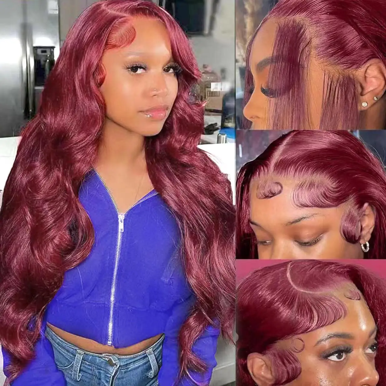 

Body Wave 99J Burgundy 13x6 Lace Frontal Wigs Highlight 4/27 4/350 Ginger Orange Brown Color Human Hair Wig 613 Blonde Remy Hair