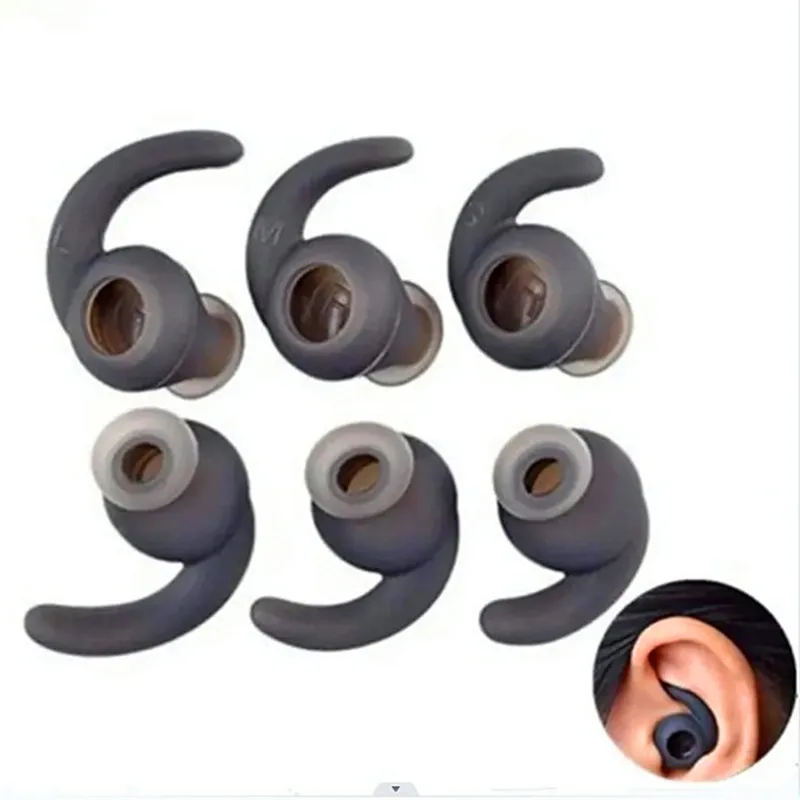 3 Pairs Silicone Earbud Gels Ear Buds Tips Replacement Anti-Slip Ear Hook for JBL Synchros Reflect BT Sports Headphone