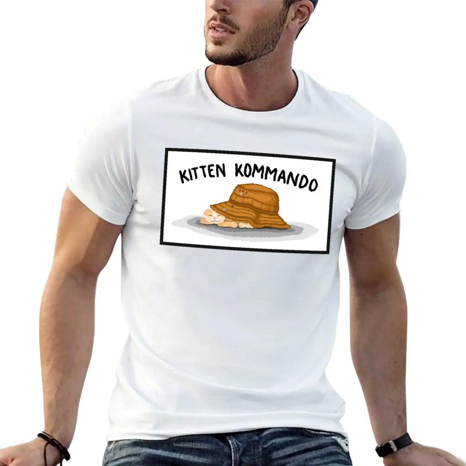 Kitten Kommando Banner T-Shirt plus sizes shirts graphic tee mens funny t shirts