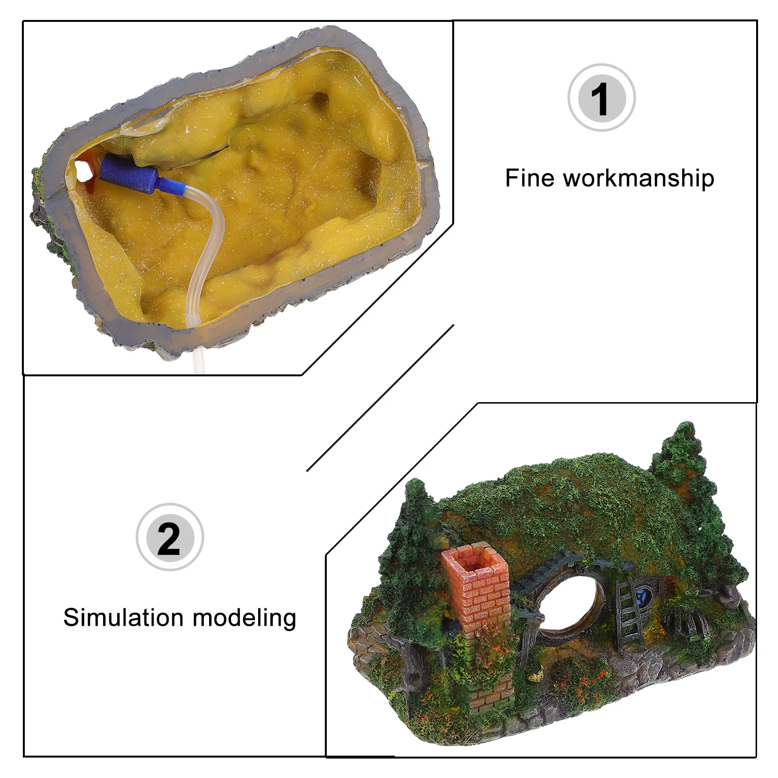 

1pc Hobbit House Resin Aquarium Fish Tank Accessory Castle Cave Fish Tank Decoration Oxygen Bubbling Landscaping Accessory