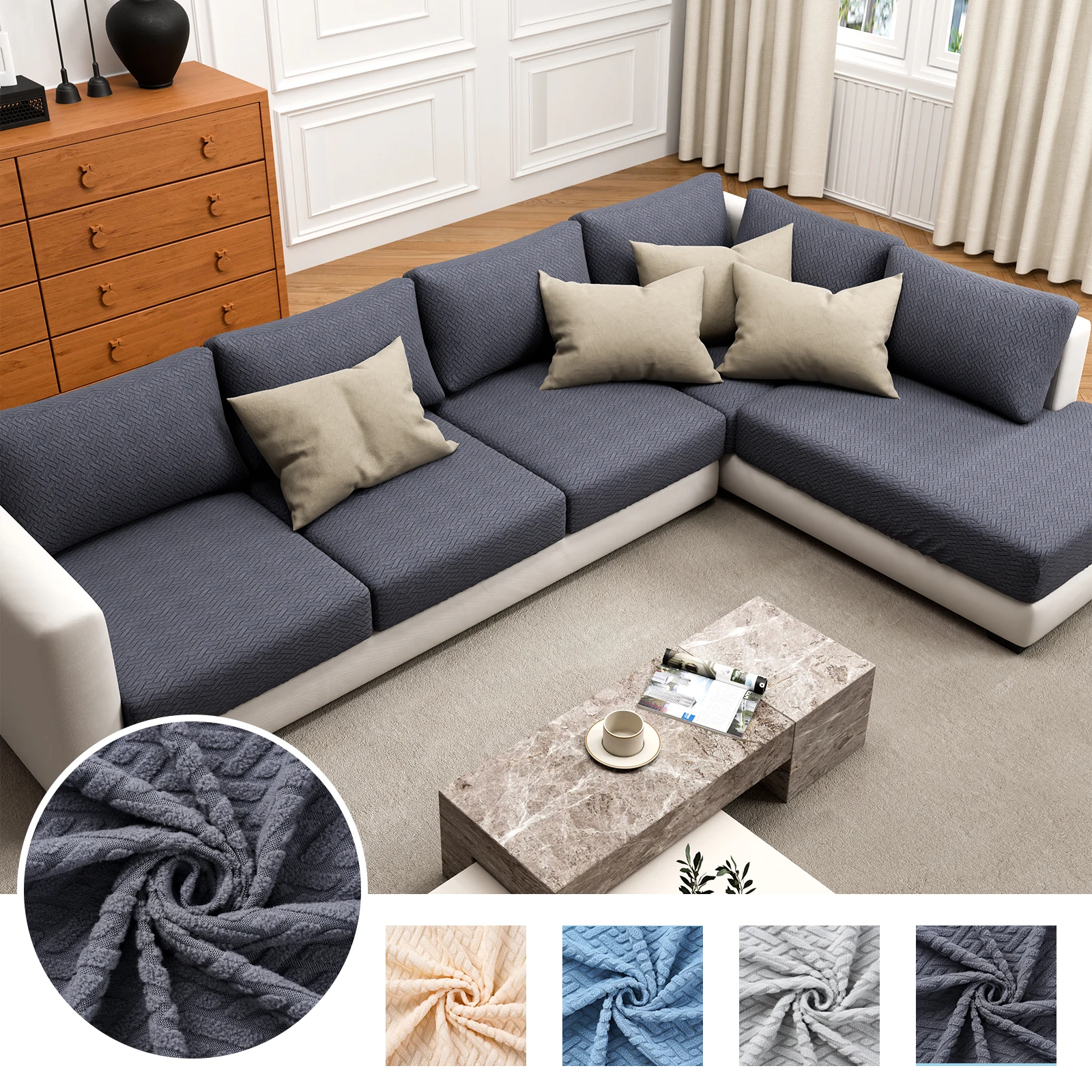Jacquard Sofa Covers Sofa Couch Covers Wear-Resistant Universal Sofa Cover Stretch for Sectional Slipcover Anti-dust Removable