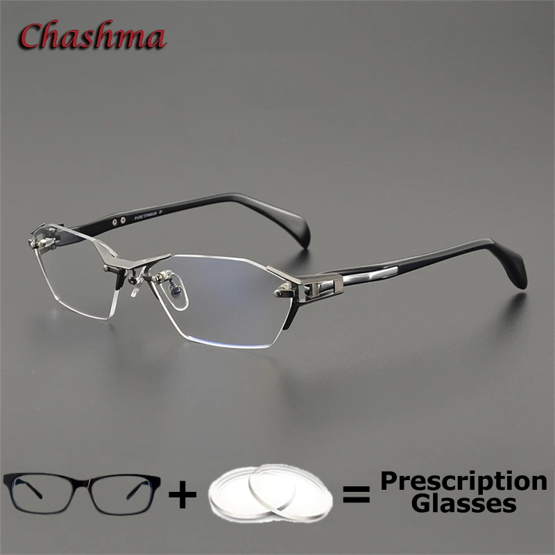 Men Rimless Optical Prescription Glasses Anti Reflective Progressiv Multifocal Lenses Recipe Eyeglass Myopia Optical Farsighted