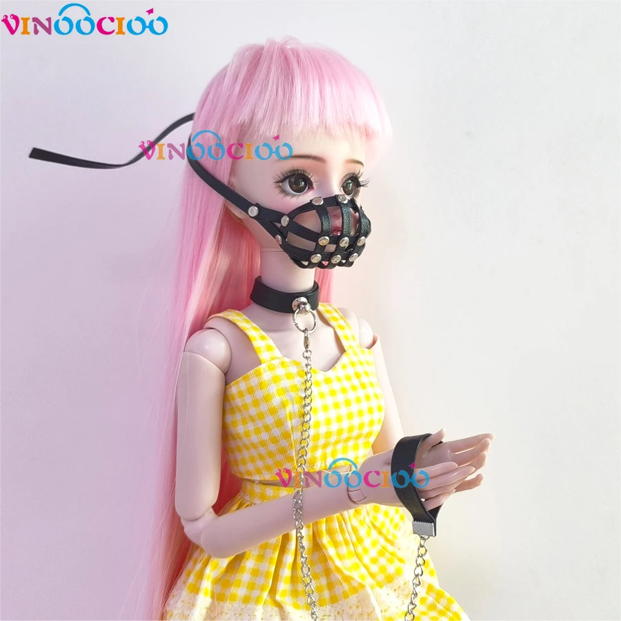 BJD Doll Mouth Cage Photo Props 1/4 1/6 1/3 BJD Doll Uncle Doll Choker Leadrope and Bite Stopper Mouth Chain Accessories