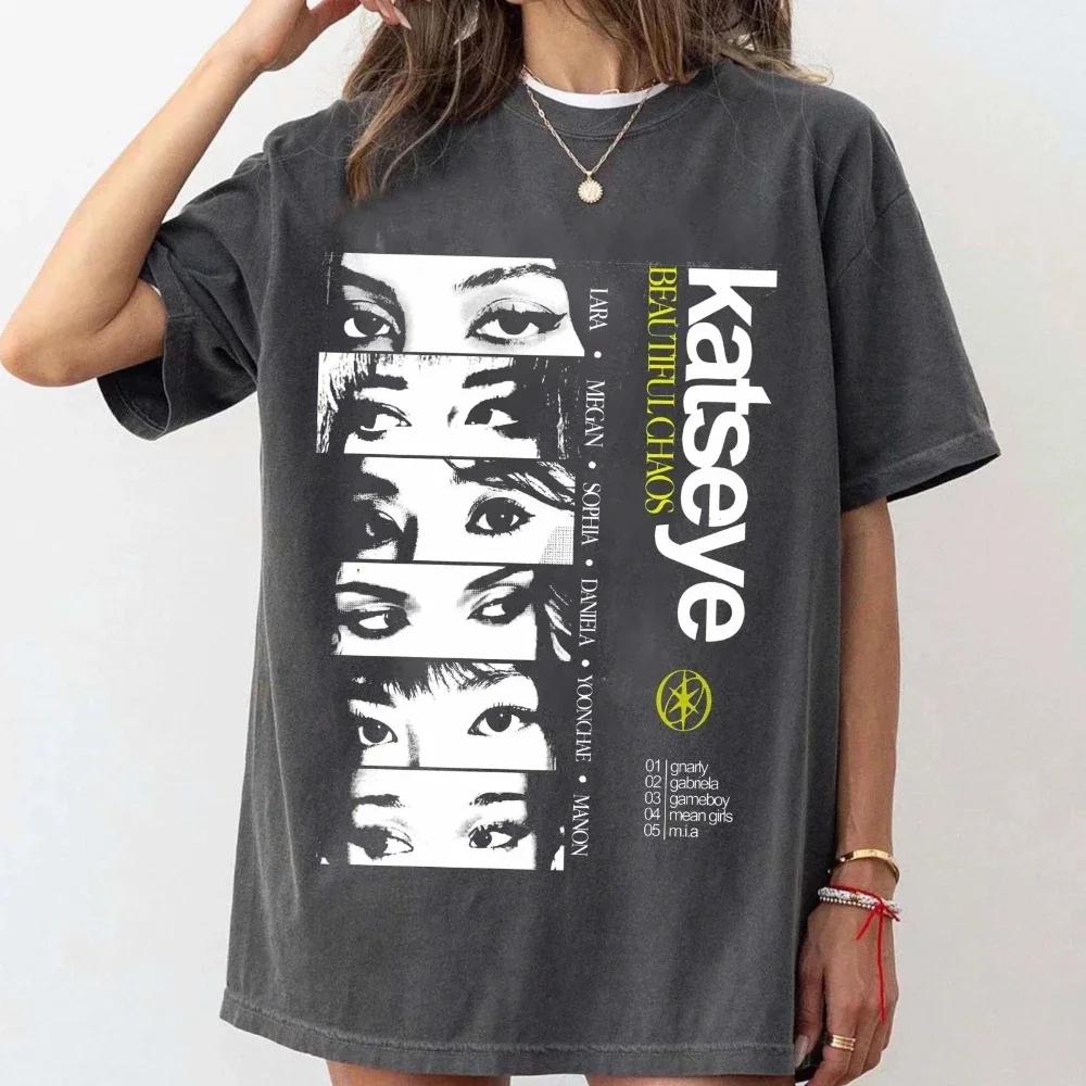 KATSEYE Tshirt Music Album Gnarly Merch Tee Graphic Top Short Sleeves Crewneck Shirt for Fans
