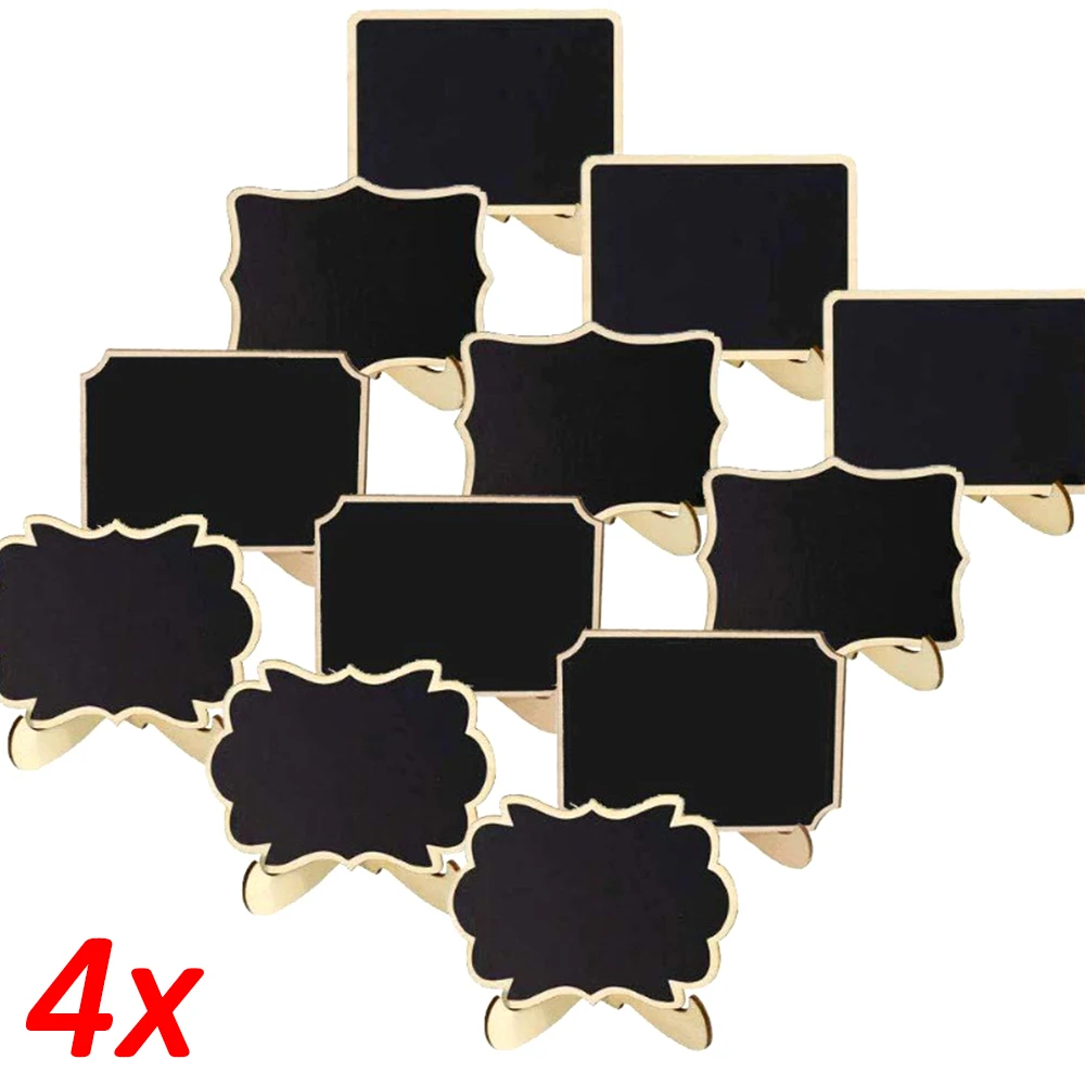 4PCS Mini Wooden Blackboard Menu Label Chip Large Small Message Board Presentation Chalkboard Wedding Party Decor Memo Props