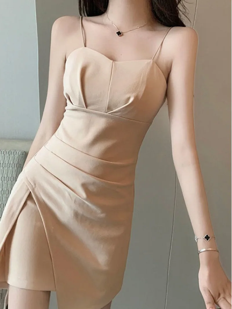 2024 New Summer Light Mature Royal Sister Style Sexy Wrapped Hip Slimming Irregular Strap Dress French Style Short Dress YDTM