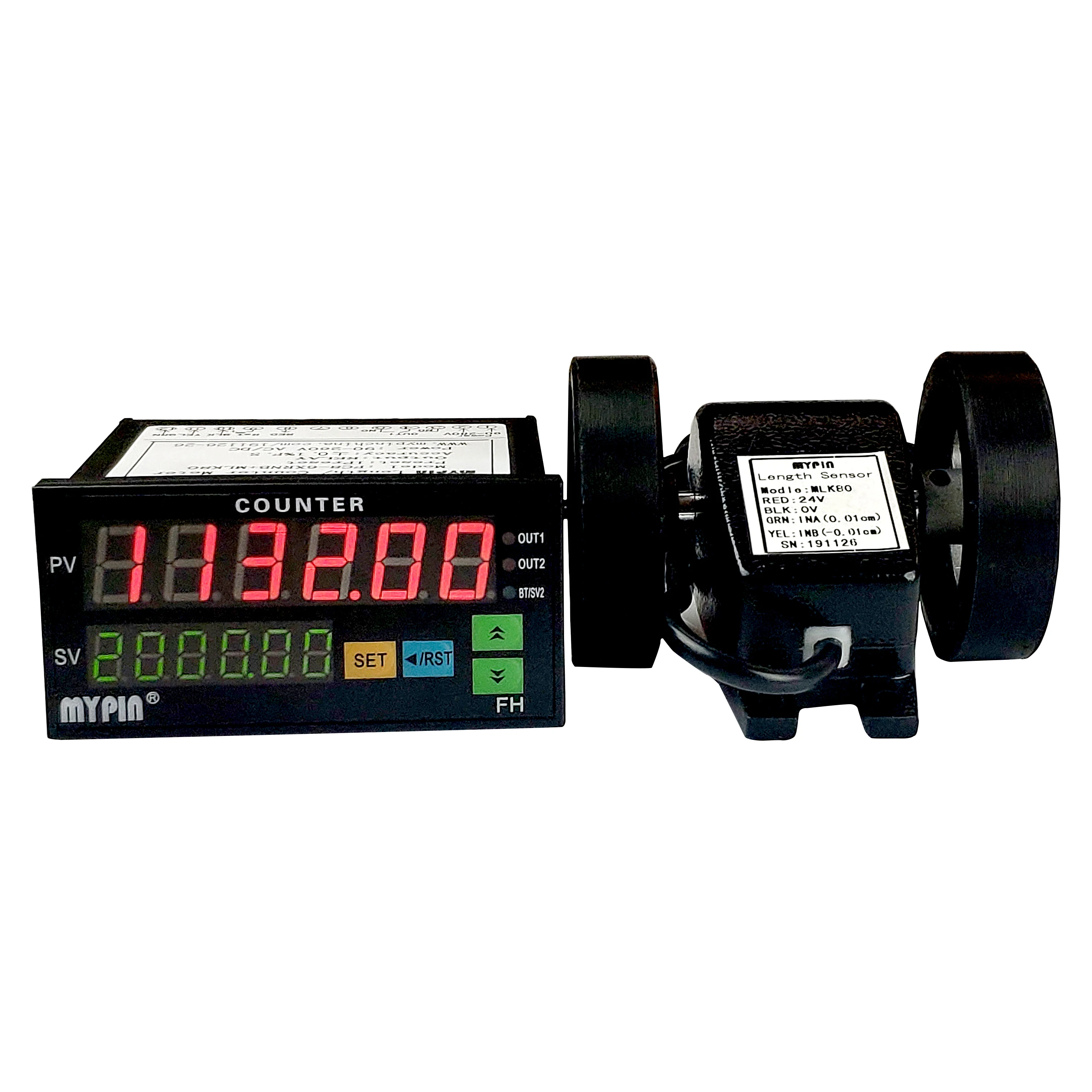 Mypin FH Se ries 6 LED Digital Textile Counter Meter with Switch Sensor (FH8-6CRNB+K80) Plastic LCD Display5K PCS 0.01% Accuracy