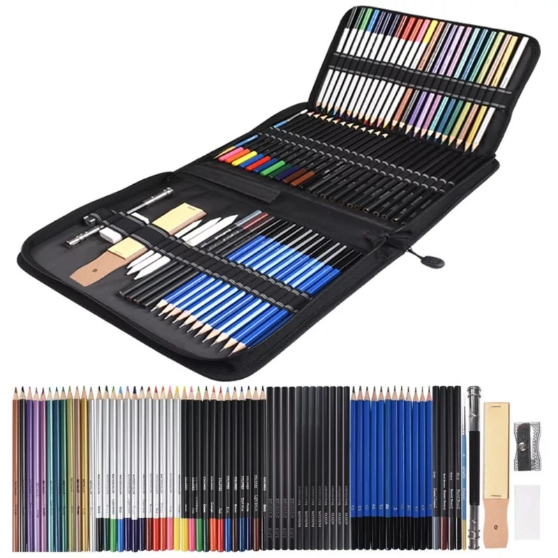 

72pcs Drawing Sketch Pencils Set Charcoal Pencil Eraser Art Craft Painting Sketching Kit for Student Artist Beginners