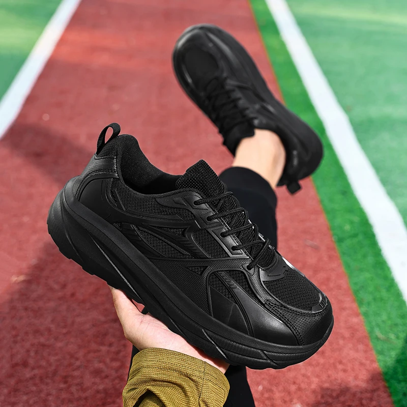 Plus-Size Wide-Width Men's Shoes Black Mesh Summer Breathable Sports Casual Work Shoes with Extra-Wide Toe
