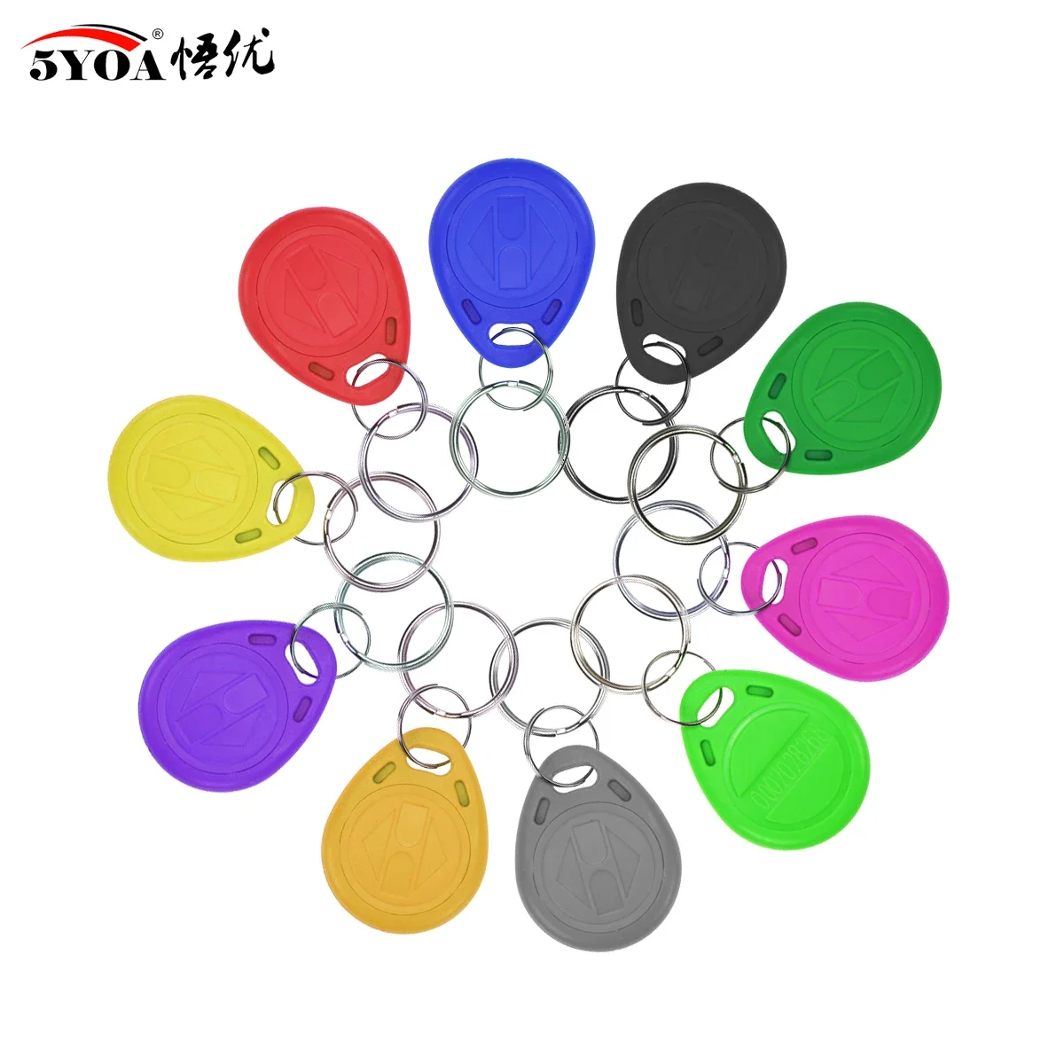 5YOA 10pcs 125KHz T5577 Keyfobs Rewritable Duplicate Badge 5200 Proximity Copy Access Card ID Token Ring RFID Cloner Keychain