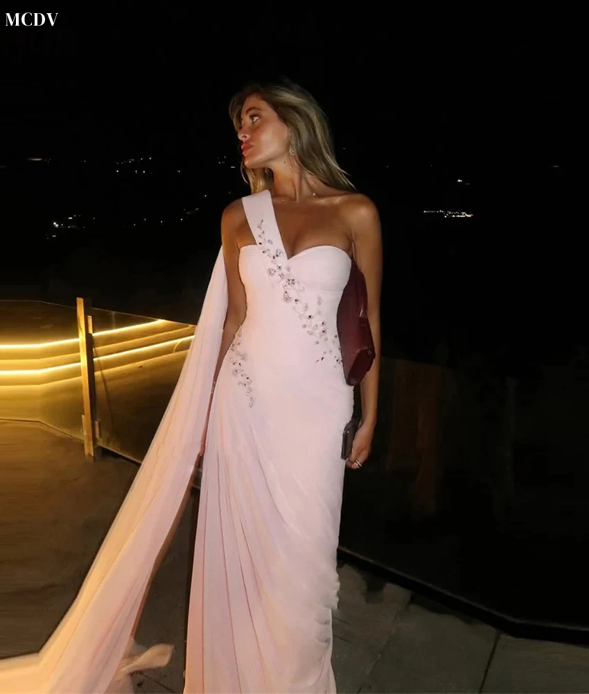 تخصيص عالية الجودة جيرسي مستقيم واحد الكتف مطرزة الديكور كريستال مساء اللباس مثير الحبيب فساتين المشاهير #2