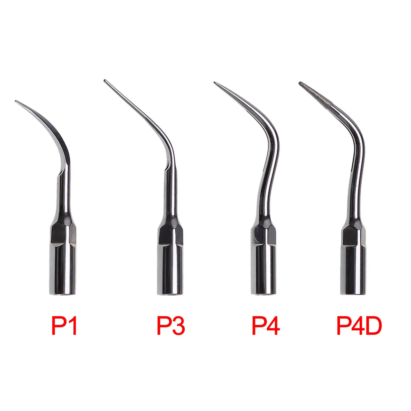 4PCS Dental Ultrasonic Piezo Scaler Perio Tips P1 P3 P4 P3D Fit Woodpecker EMS/Cavitron Handpiece