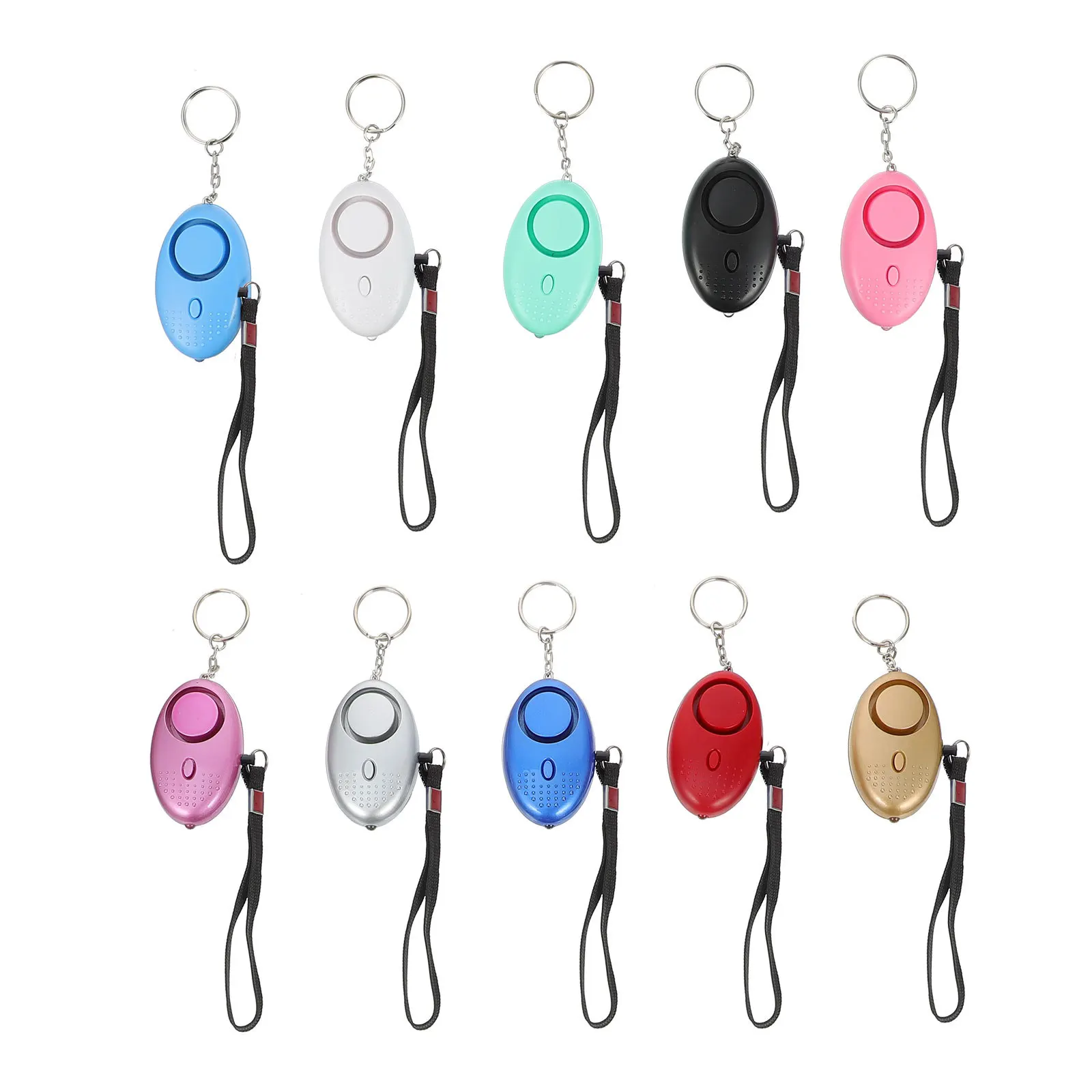 10Pcs Personal Security Alarm Keychain Emergency Safety Alarm LED Light Loud Sound for Night Running Outdoor Use