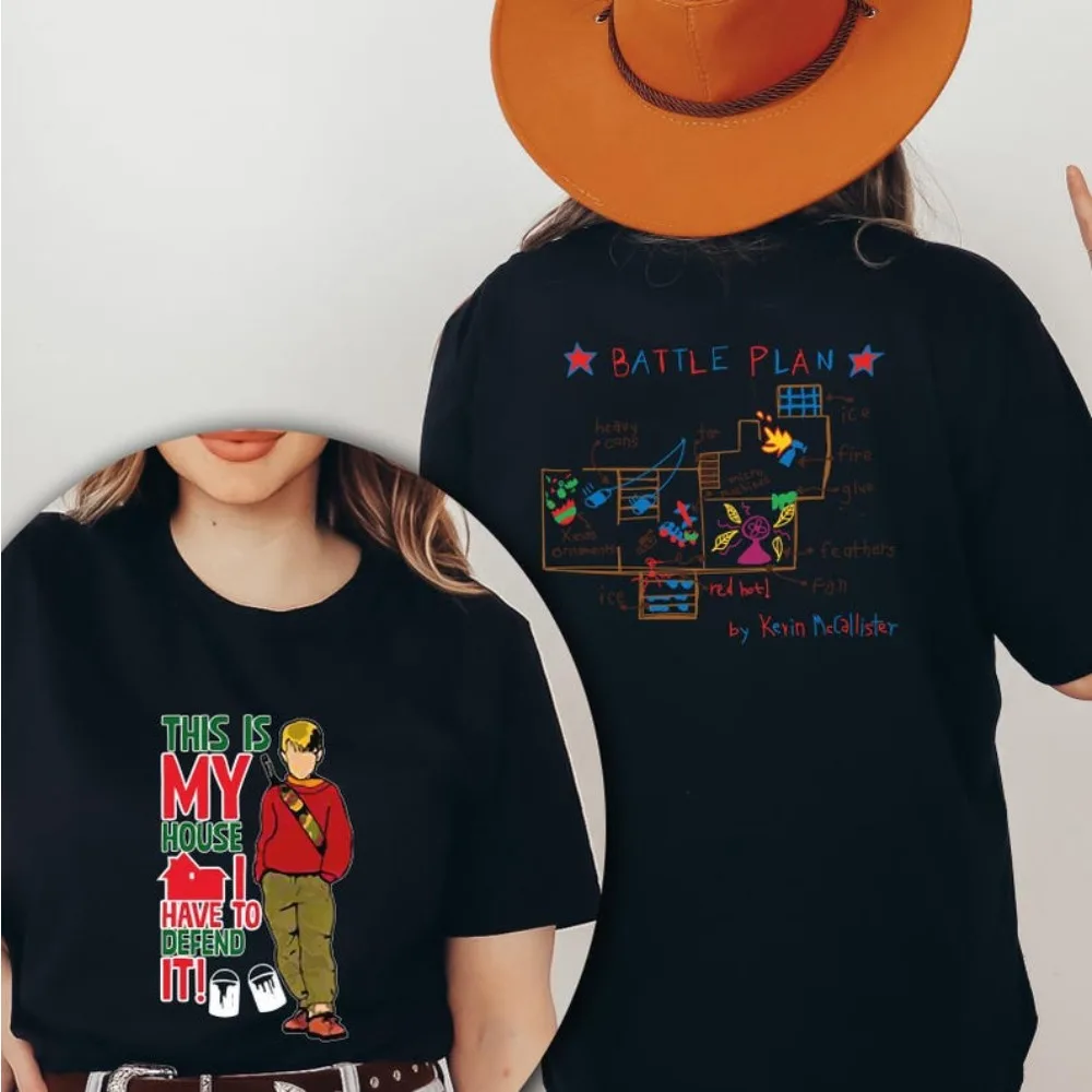 كيفن معركة خطة عيد الميلاد البلوز مضحك المنزل وحده الفيلم التي شيرت الأفلام الكلاسيكية عاشق الرجال النساء عادية المحملة دوبلكس الطباعة T