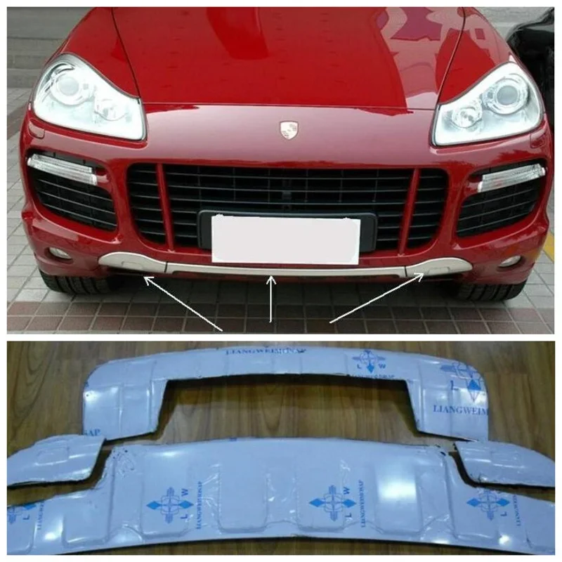 For Porsche Cayenne 2008 2009 2010 High Quality Stainless Steel Car Front + Rear Bumpers Protector Splitters Guard Skid Plate