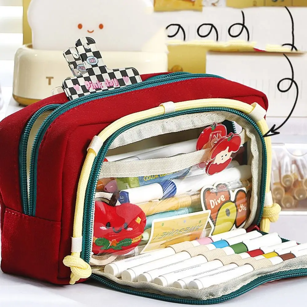 

Detachable Large Capacity Pencil Case Portable Beauty Bag Stationery Pen Bag Ins Style Transparent Cosmetic Storage Bag Office