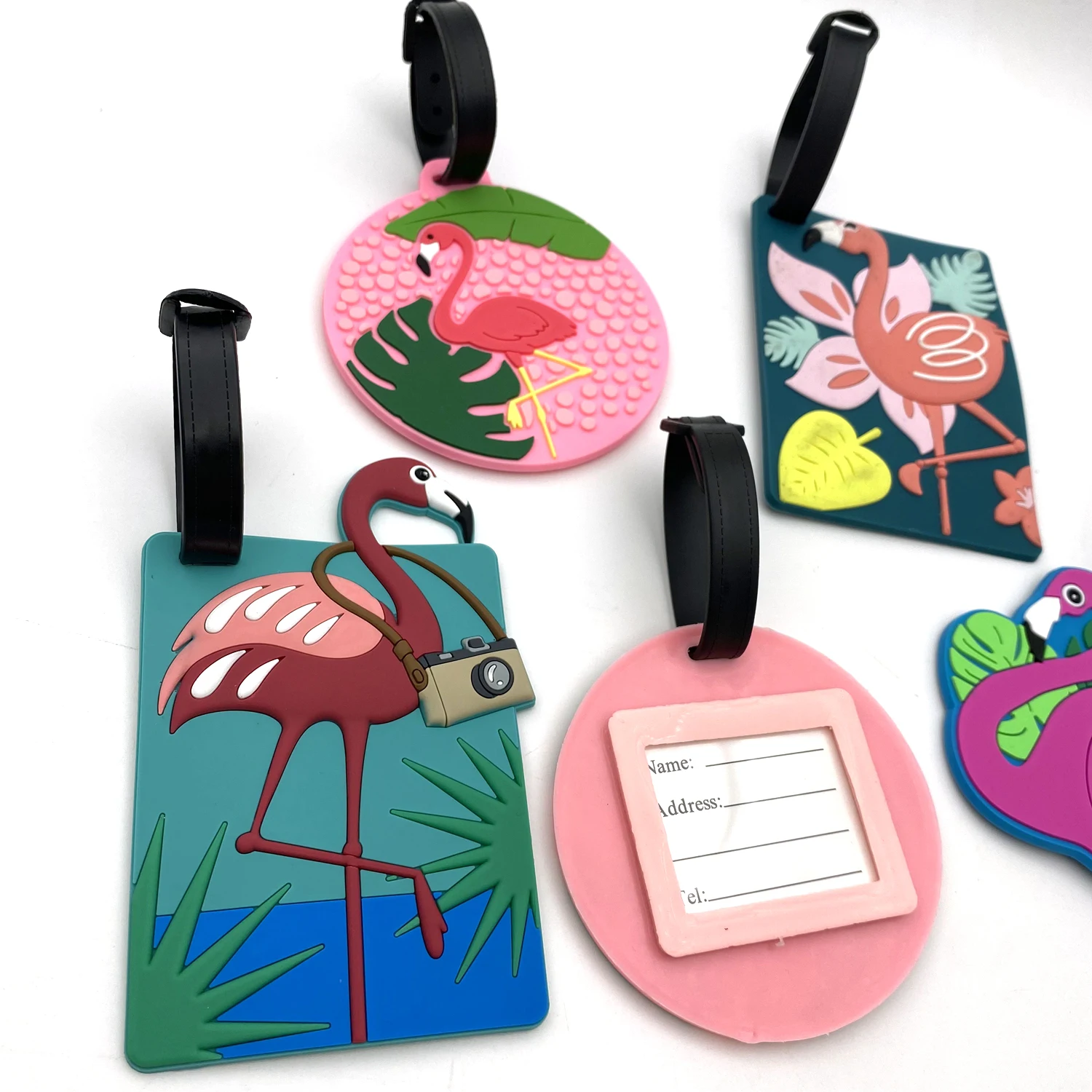 1pc/2pcs/3pcs Cute Flamingo Creative Luggage Tags Suitcase ID Addres Holder  Baggage Boarding Tags Label Travel Accessories