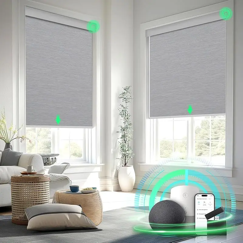 Factory Custom Cheapest Price Wrapped Fabric With Valance Battery Rechargeable Motor Motorized  Roller Blinds For Window