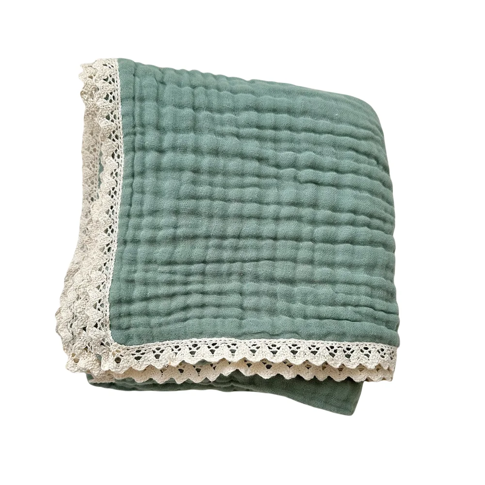 

6 Layer Baby Gauze Swaddling Cloth 100% Cotton Edge Trolley Cover Baby Bath Towel Photo Prop