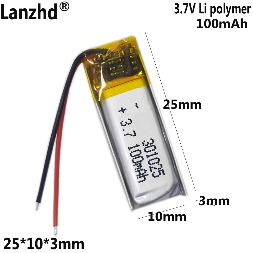 3.7V polymer battery 031025 301025 100mah For camera pen Bluetooth headset 321024 351025