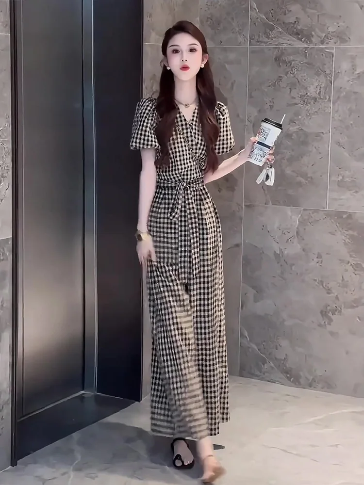 

Летний комплект Faion, женский топ ort Sve, широкие брюки с высокой талией, иллюзия, наряд больших размеров, Sli Ensemble, миниатюрный размер