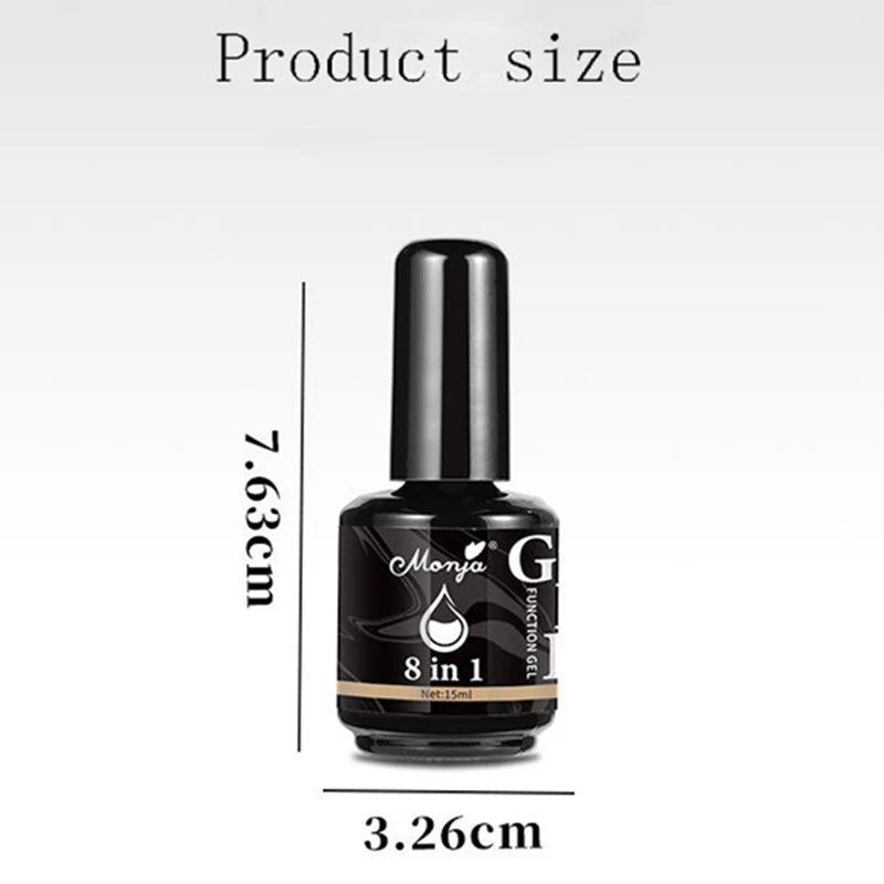 Reforçar o Gel de Cola das Unhas, Pontas de Unhas Falsas, Função Acrílica de Extensão das Unhas, Soak Off Nail Art, UV, 15ml, 8 em 1