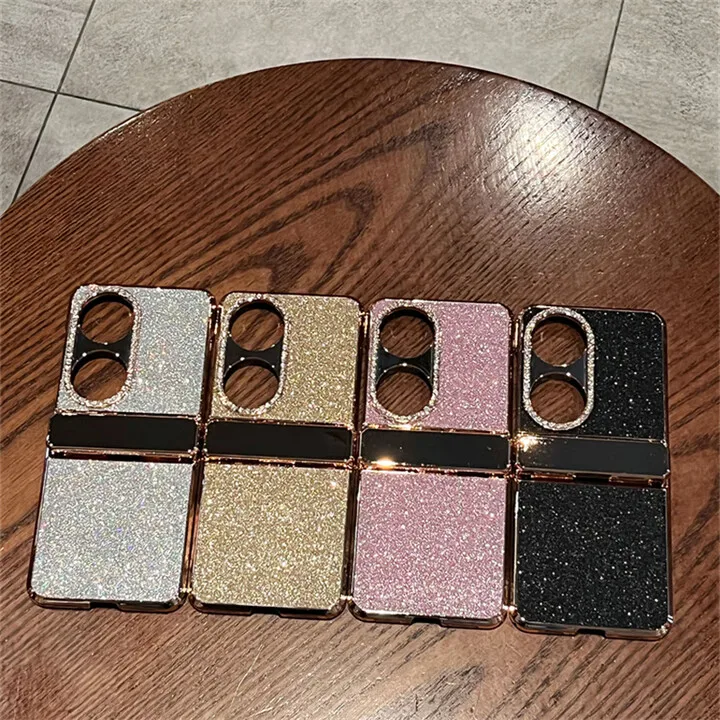 

Карманный чехол для телефона Huawei P50, карманы, инкрустированный бриллиантами, гальванический блестящий шарнир, ультратонкий высококачественный складной защитный чехол