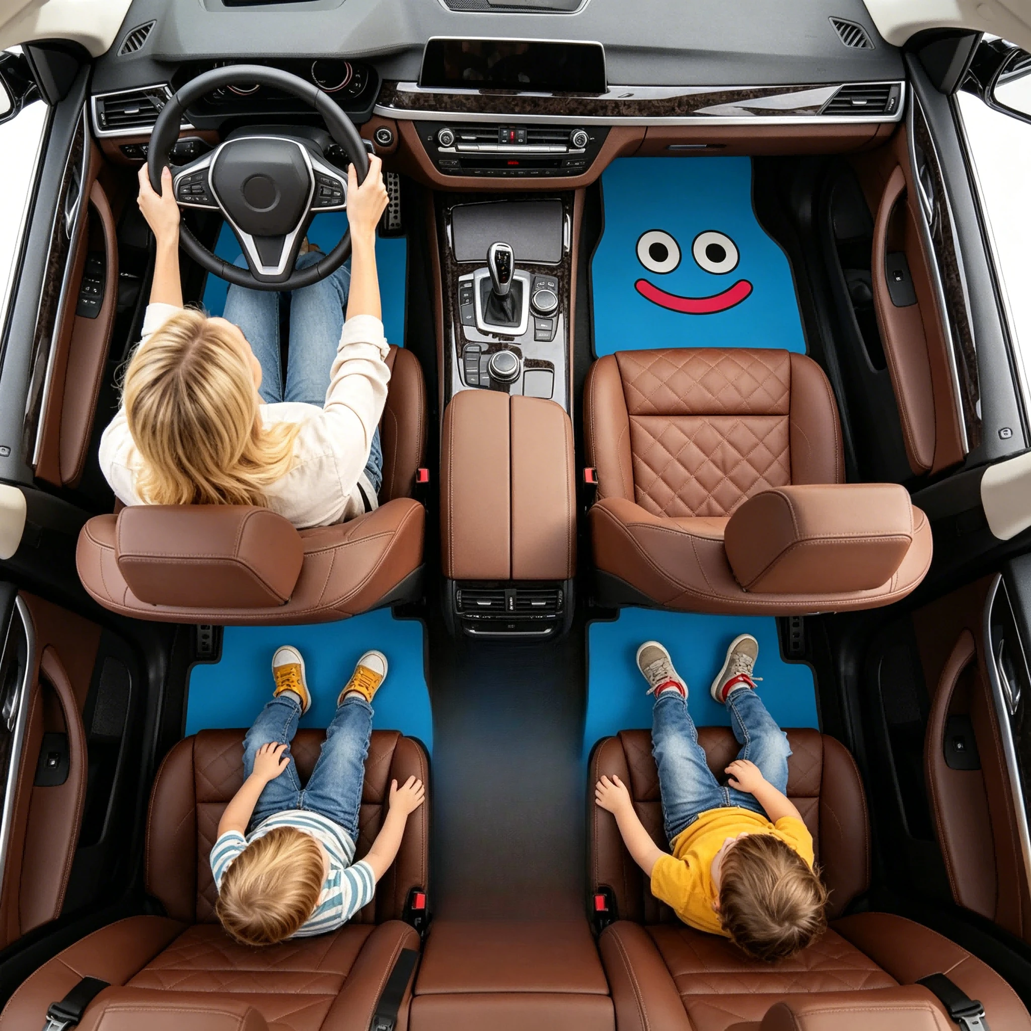 Smiley Eye Print Car Floor Mats 4Pcs, Unique Optimistic Design, Universal Mats for All Vehicles,Accessories,Gift for Enthusiasts